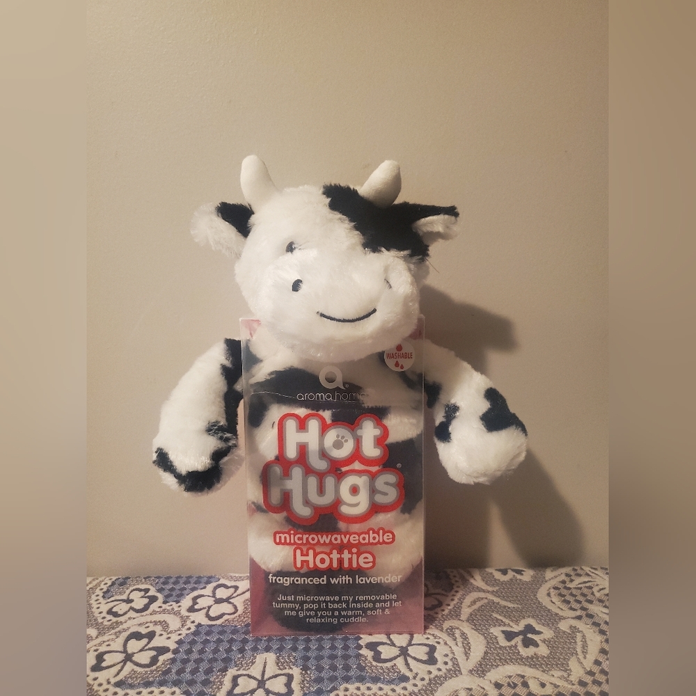 COPY - Aroma Home Hot Hugs Microwavable Plush Stuffed Black White Cow Lavender …